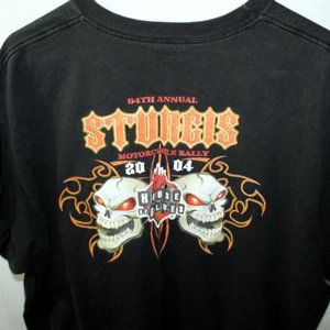 STURGIS 2004 House of Blues Biker Motorcycle Rally XL T-Shirt Duel Skulls